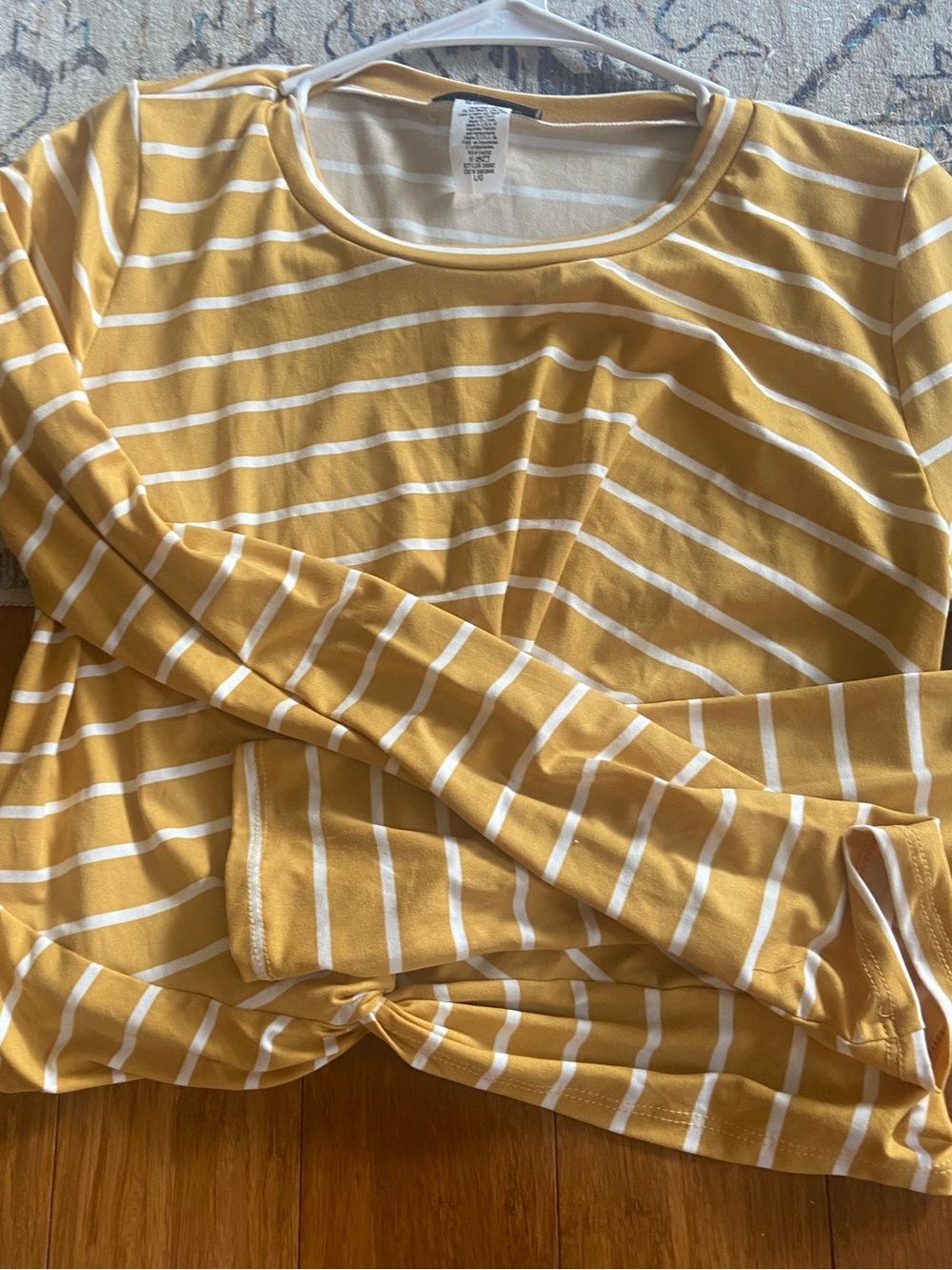 Ambiance Yellow and White Striped Long Sleeve Top